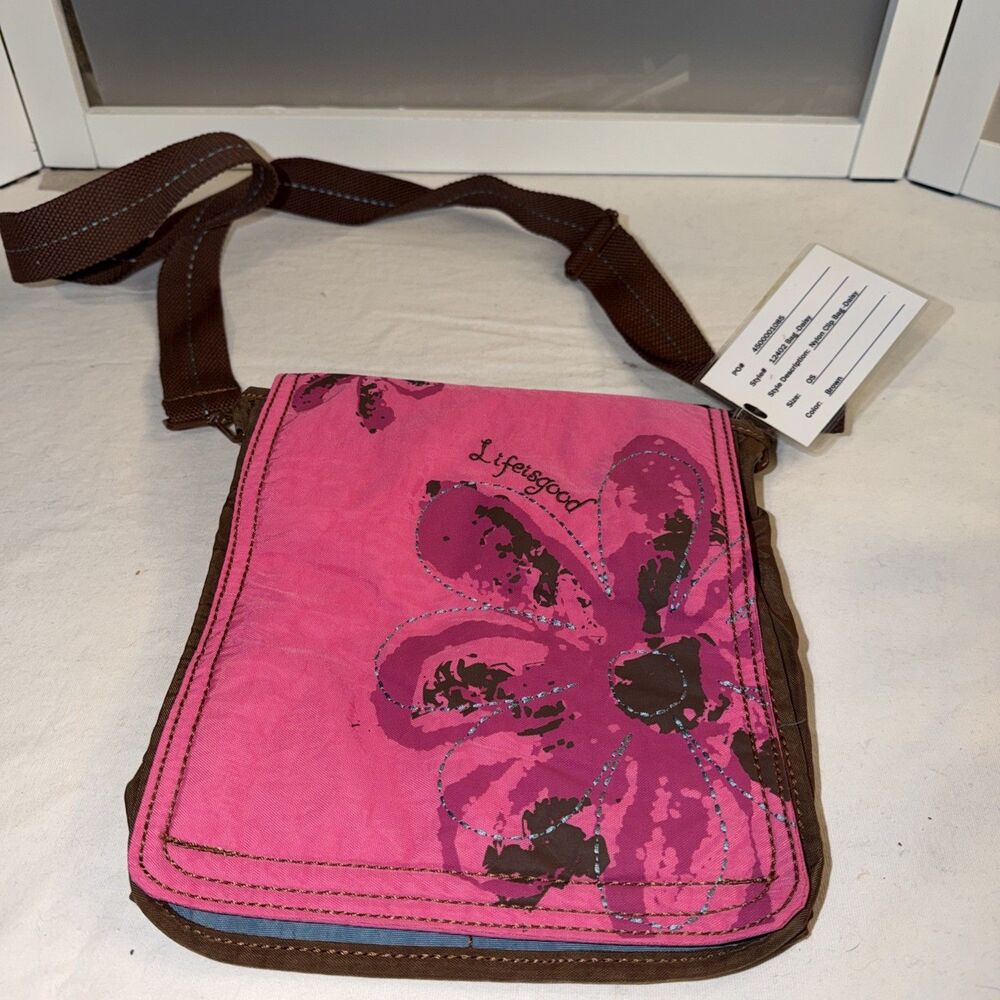 Life Is Good 12402 Nylon Crossbody Daisy Bag Pink NWT